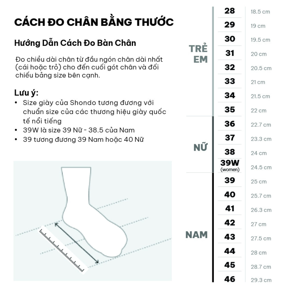Bảng size giày