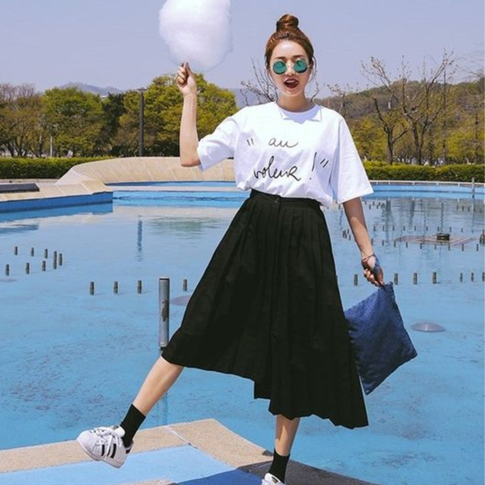 Chân váy xòe đi giày gì