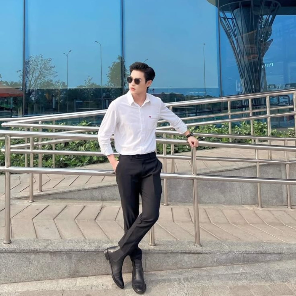 Quần tây áo sơ mi nam mang giày gì