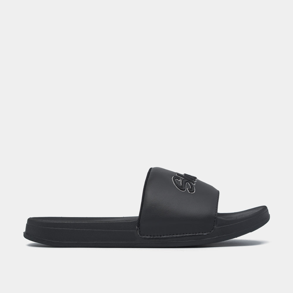 Dép quai ngang Trendy 2 thêu logo Shondo đen