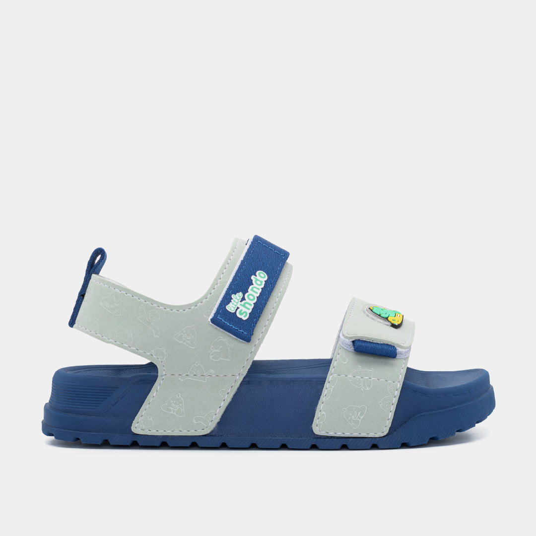 Sandal bé trai Little 4 monogram xanh