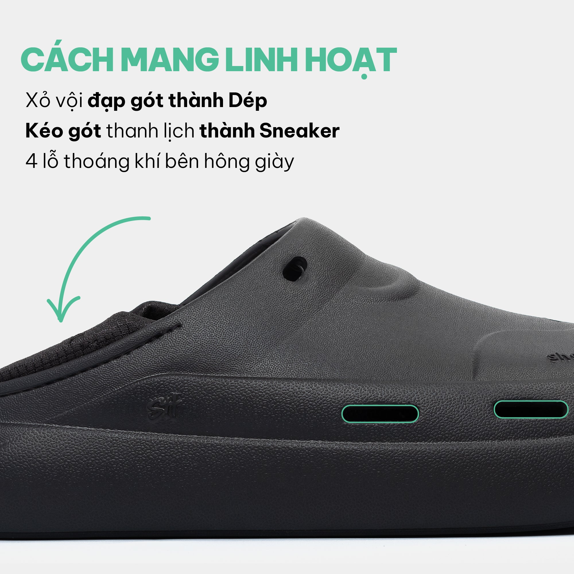 Giày sneaker Class 3 không cột dây đen