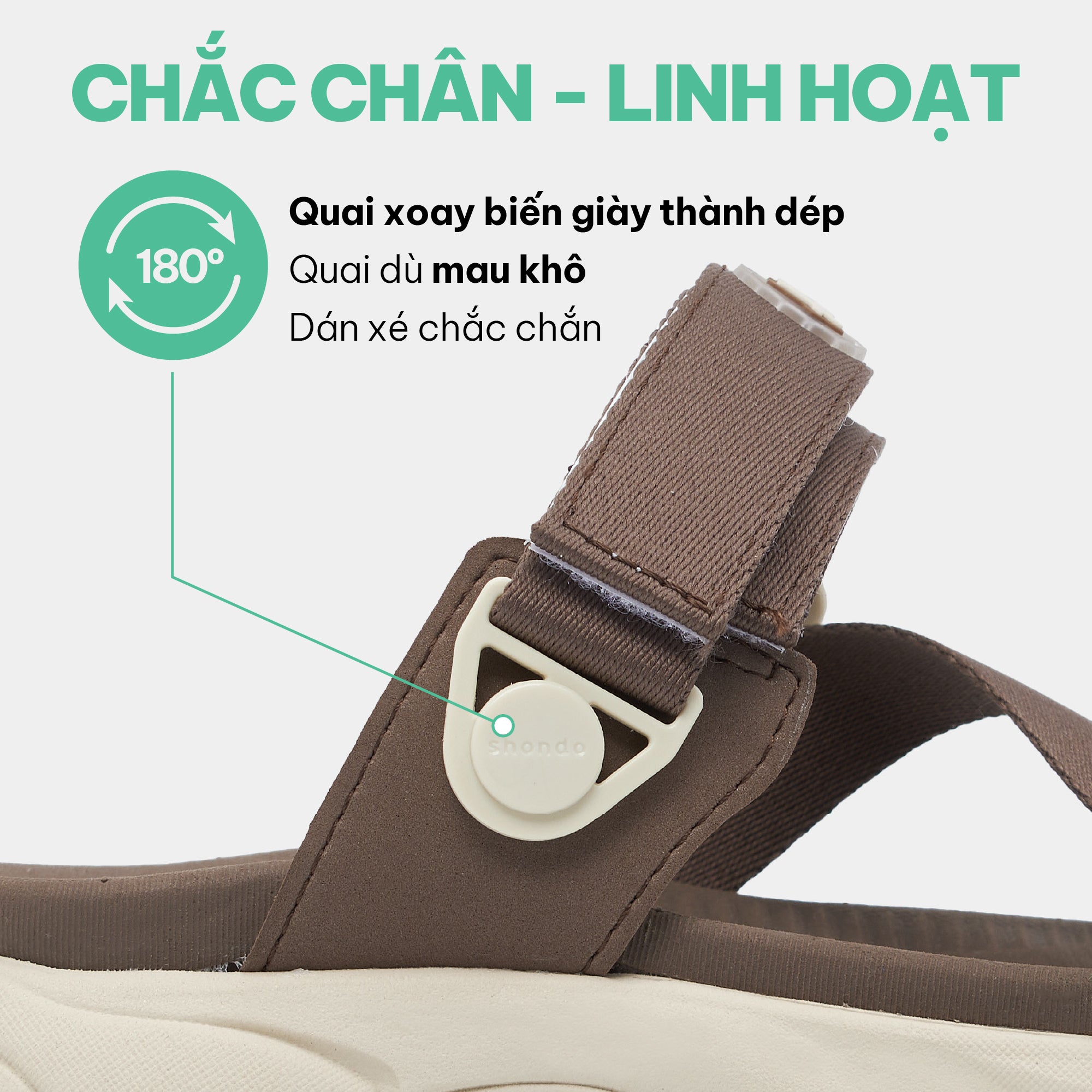 Sandal nam nữ F8B quai xoay nâu đậm