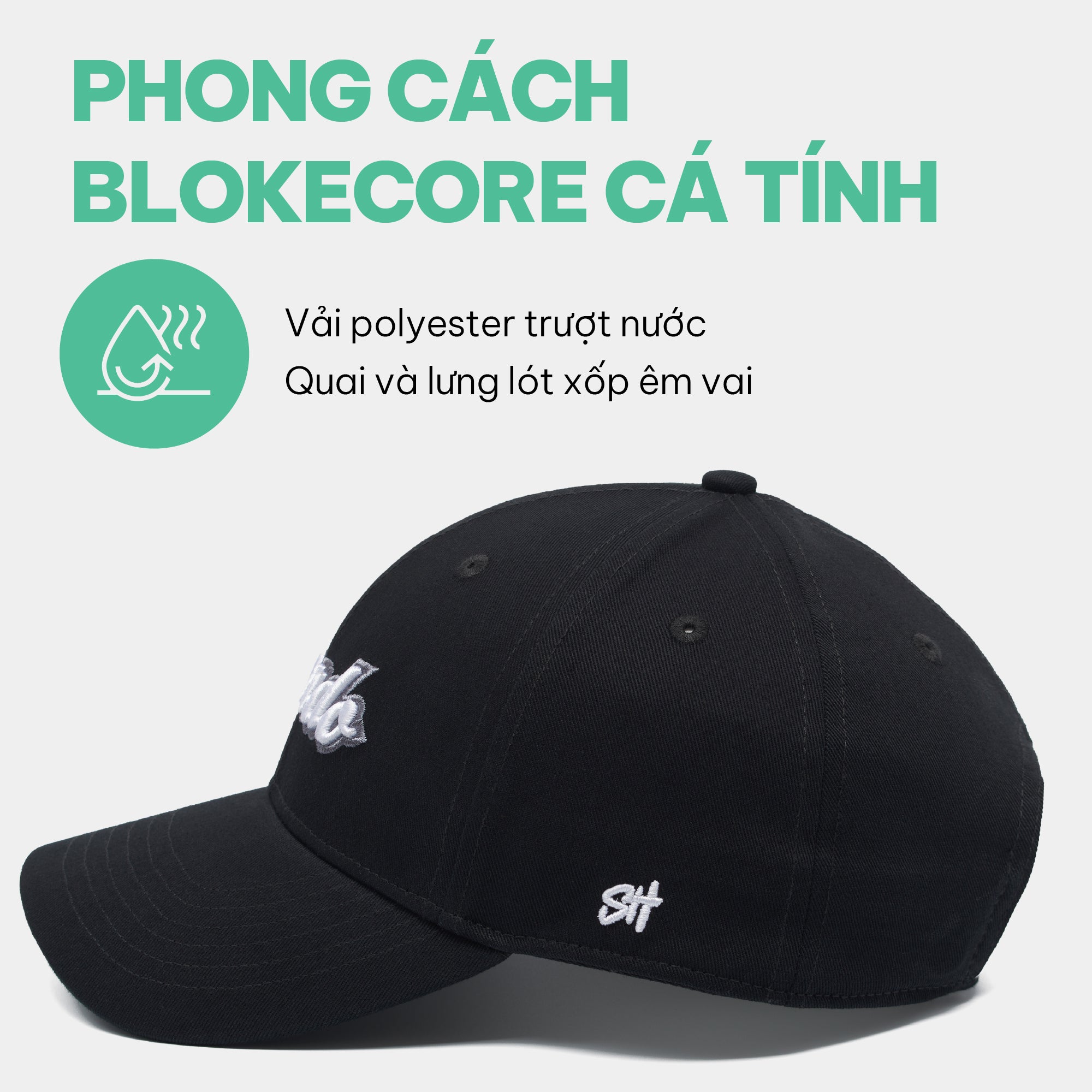 Nón lưỡi trai thêu logo Shondo đen