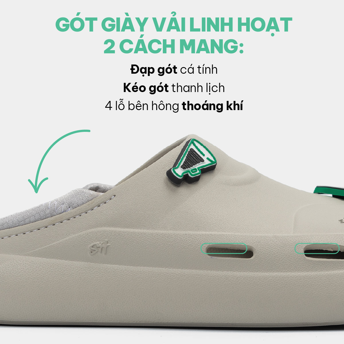 Giày sneaker Class 3 không dây xám rêu