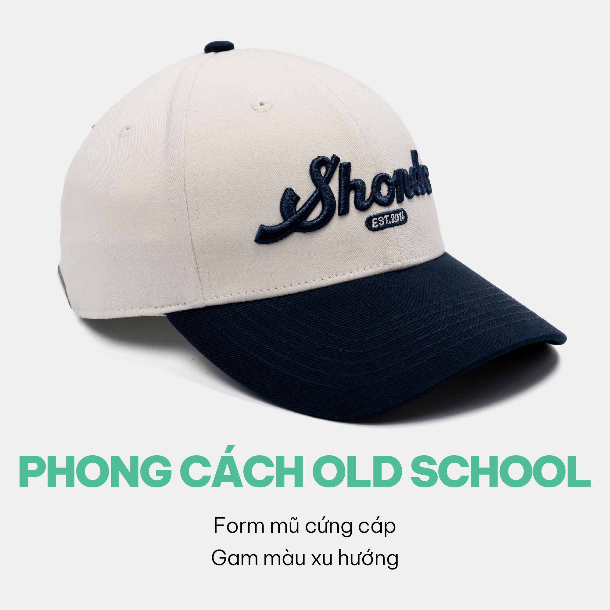 Nón lưỡi trai thêu logo Shondo trắng xanh