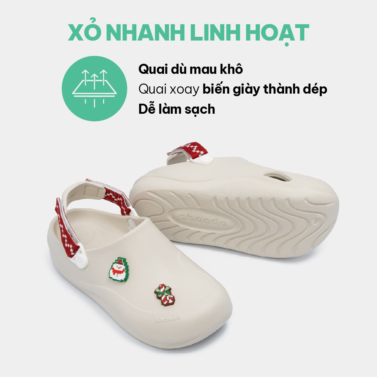 Clog SUKE Limax Christmas unisex trắng kem