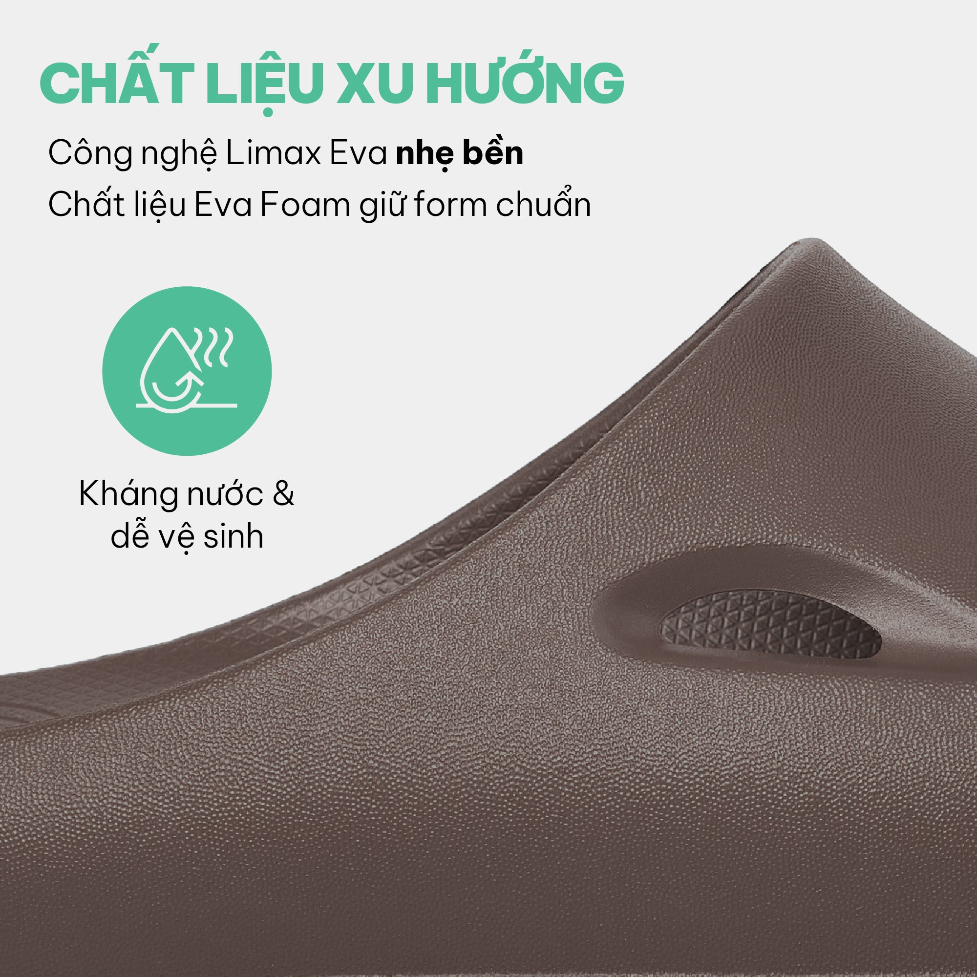 Dép bánh mì nhựa đúc Trendy 6 nam nữ nâu đậm