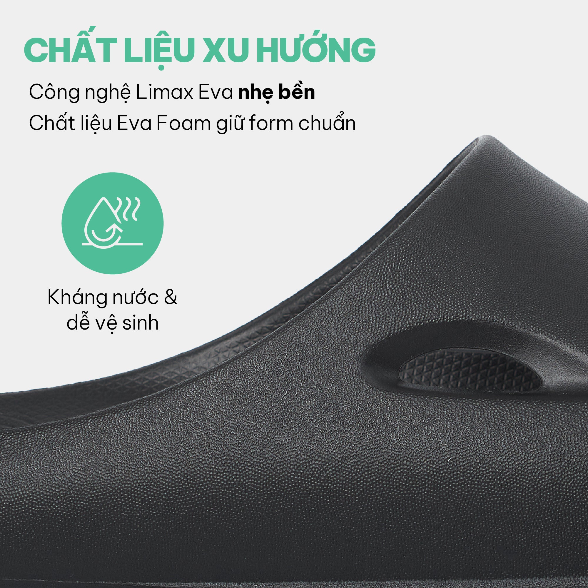 Dép bánh mì nhựa đúc Trendy 6 nam nữ đen