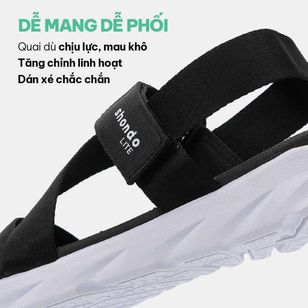 Sandal học sinh F6S Shondo Lite đen trắng