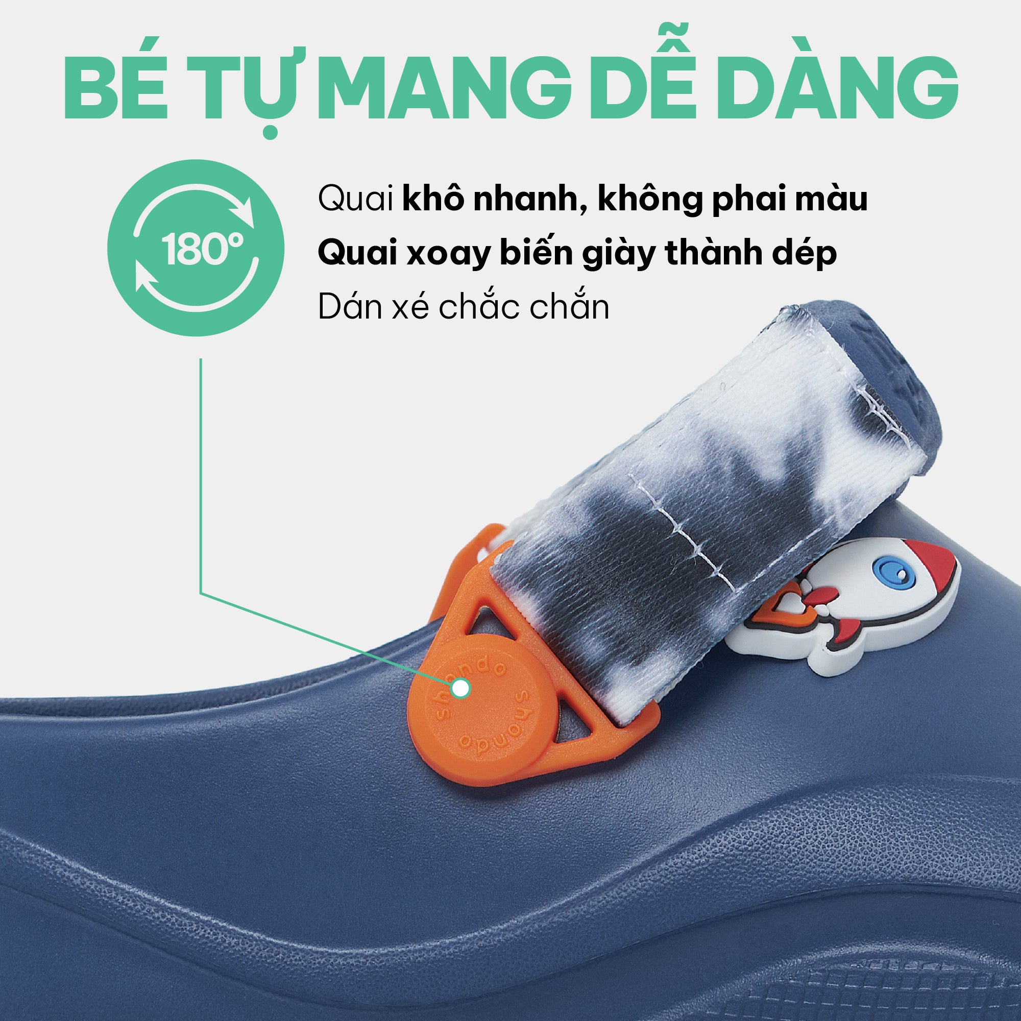 Clog Little Suke bé trai nhựa đúc xanh đậm