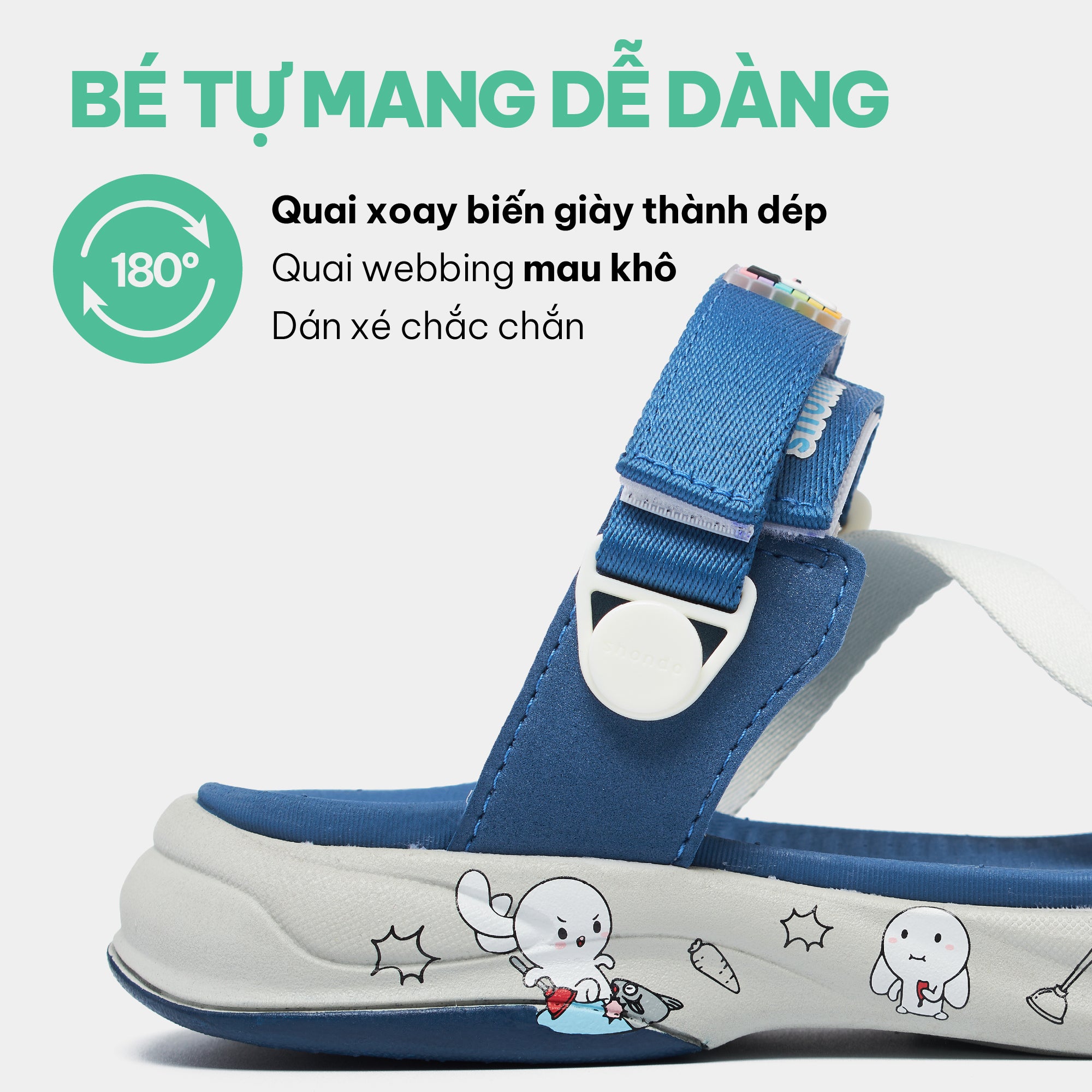 Sandal F8B T7M bé trai xanh