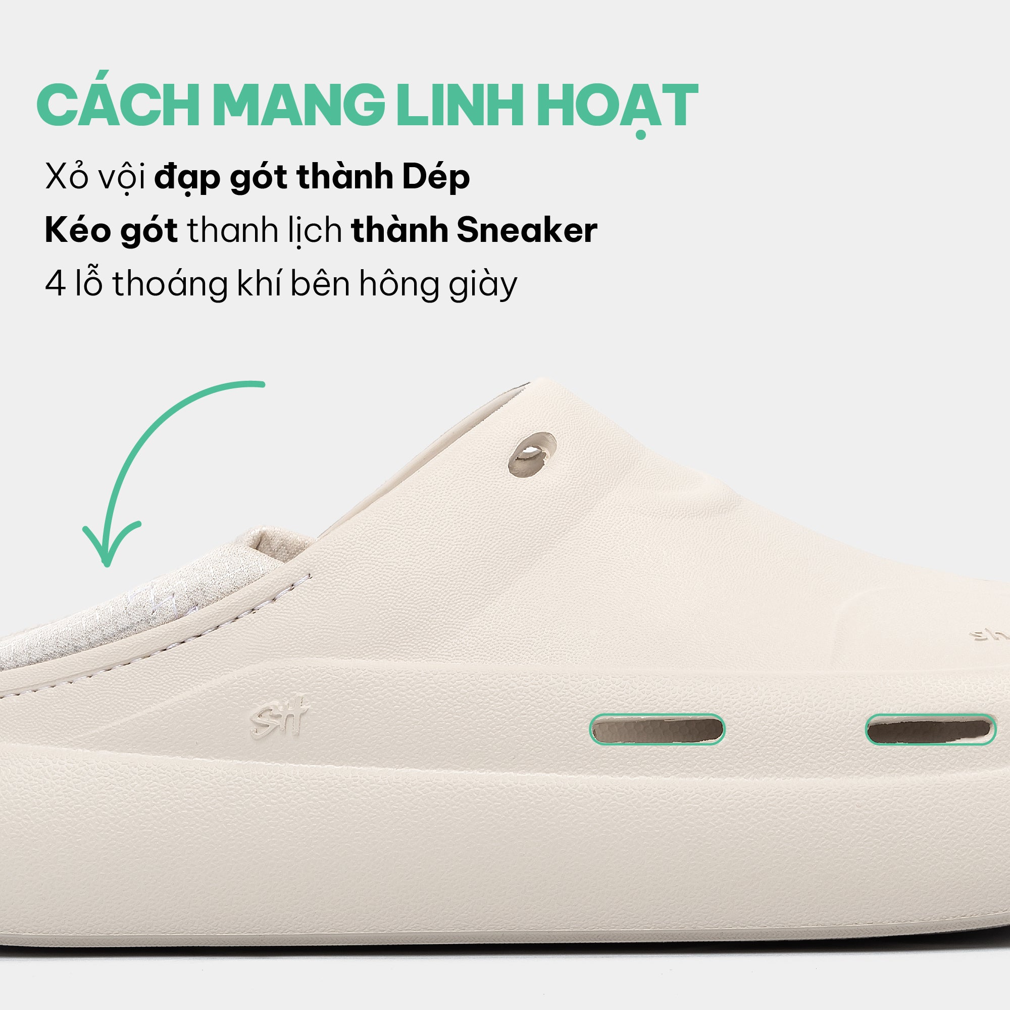 Giày sneaker Class 3 không cột dây trắng