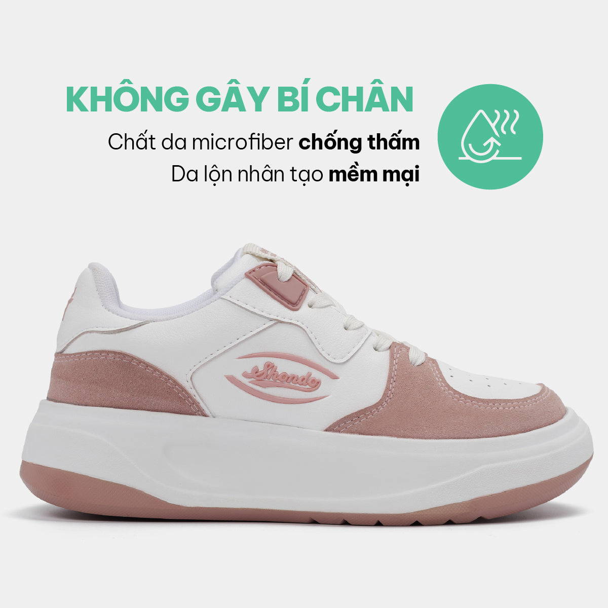 Giày sneaker Class 2 logo Shondo nữ trắng hồng