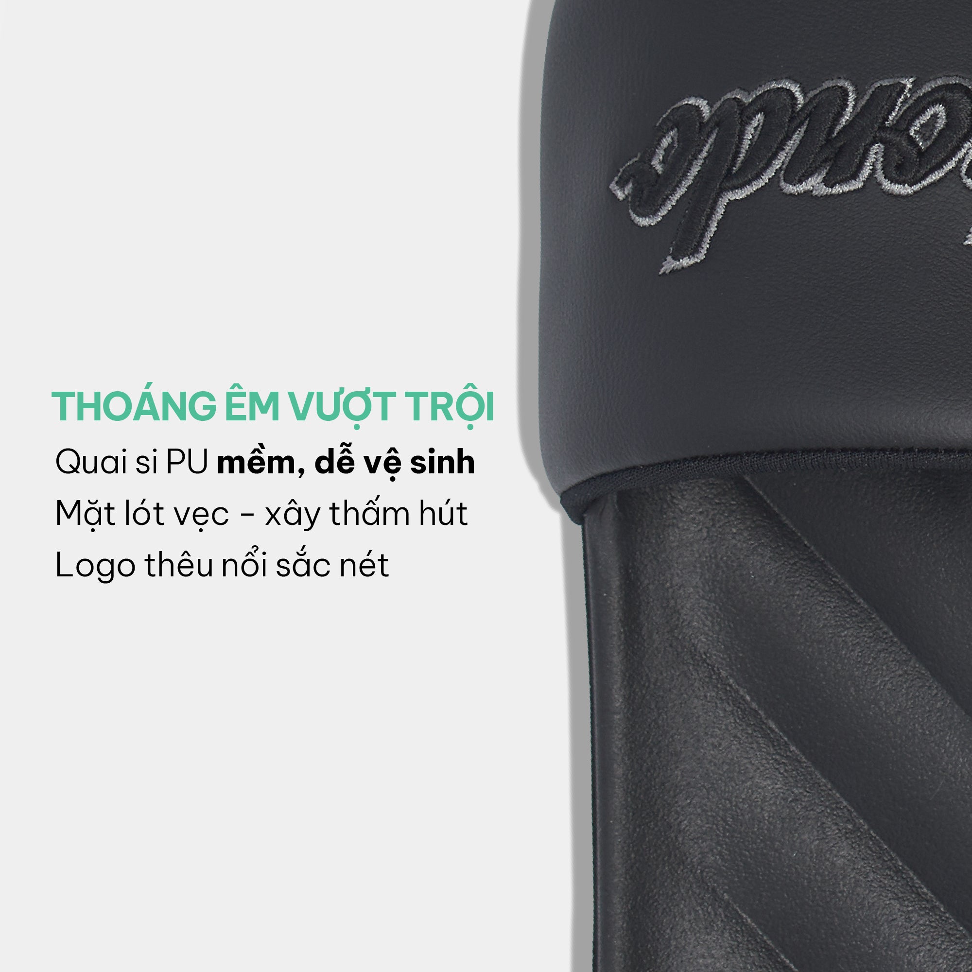 Dép quai ngang Trendy 2 thêu logo Shondo đen