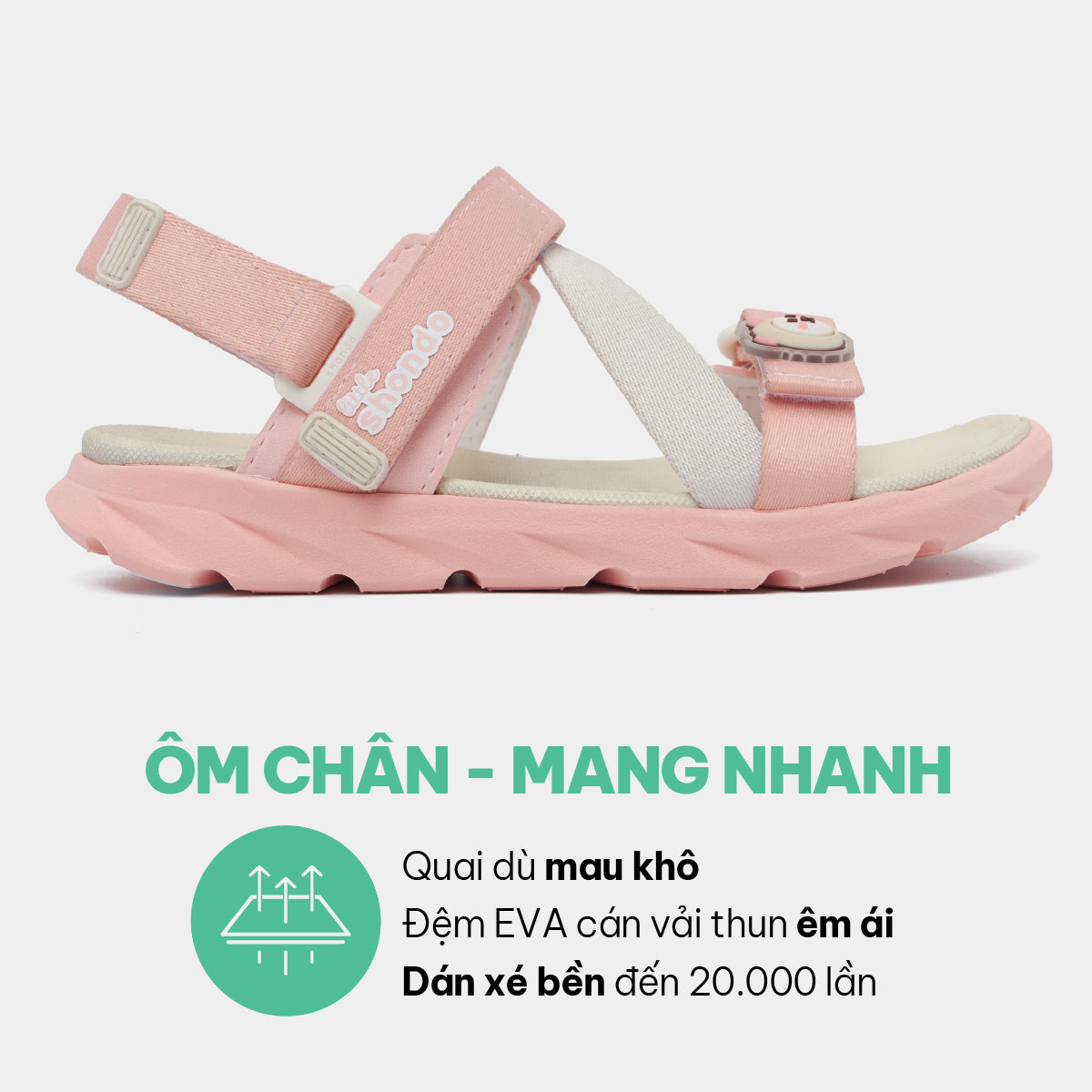 Sandal trẻ em Little 6 quai chéo hồng kem