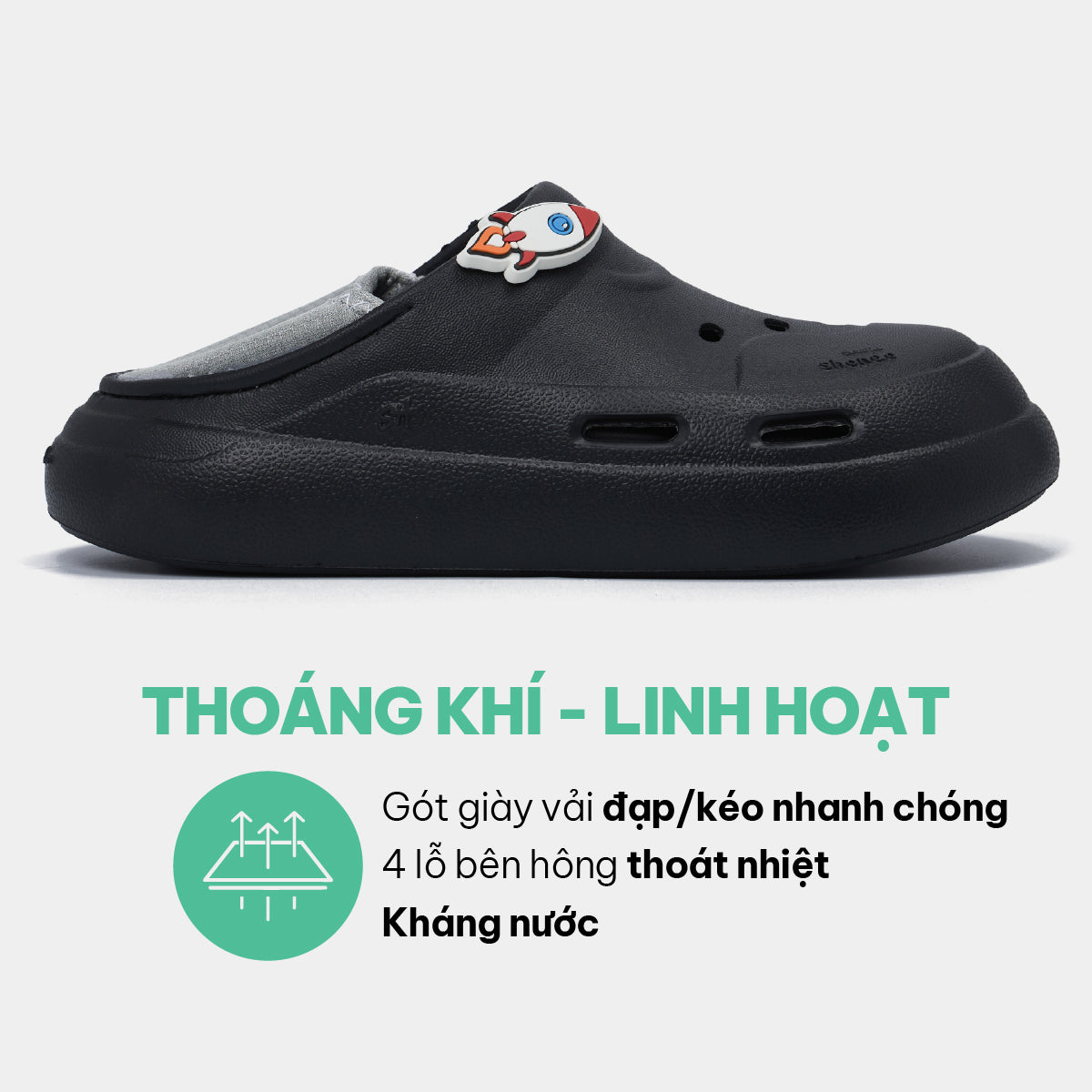 Sneaker bé trai Little C3 Limax không dây đen