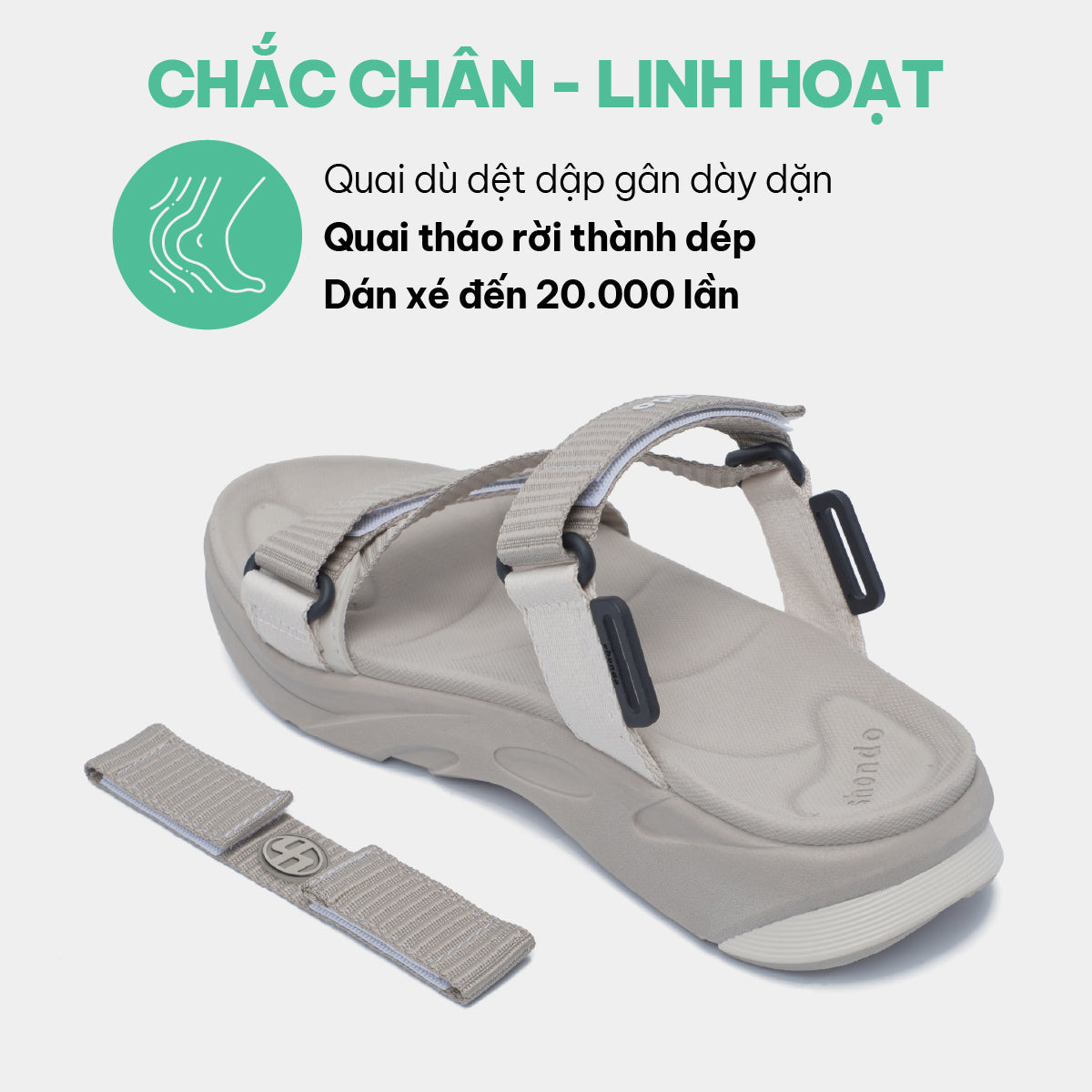 Sandal F8M quai chéo unisex nâu nhạt