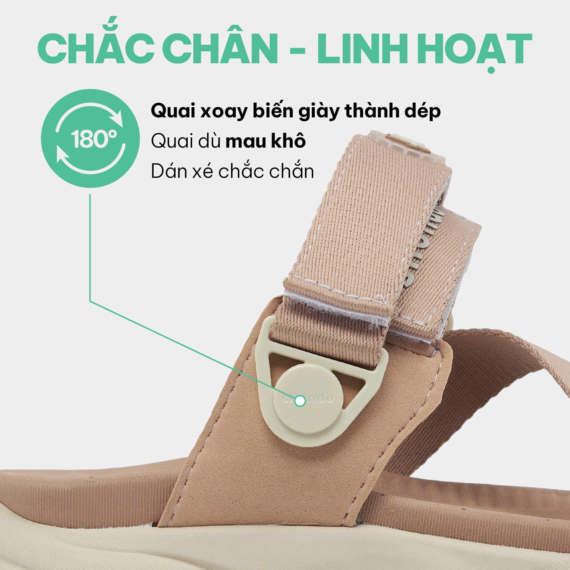 Sandal nam nữ F8B quai xoay nâu