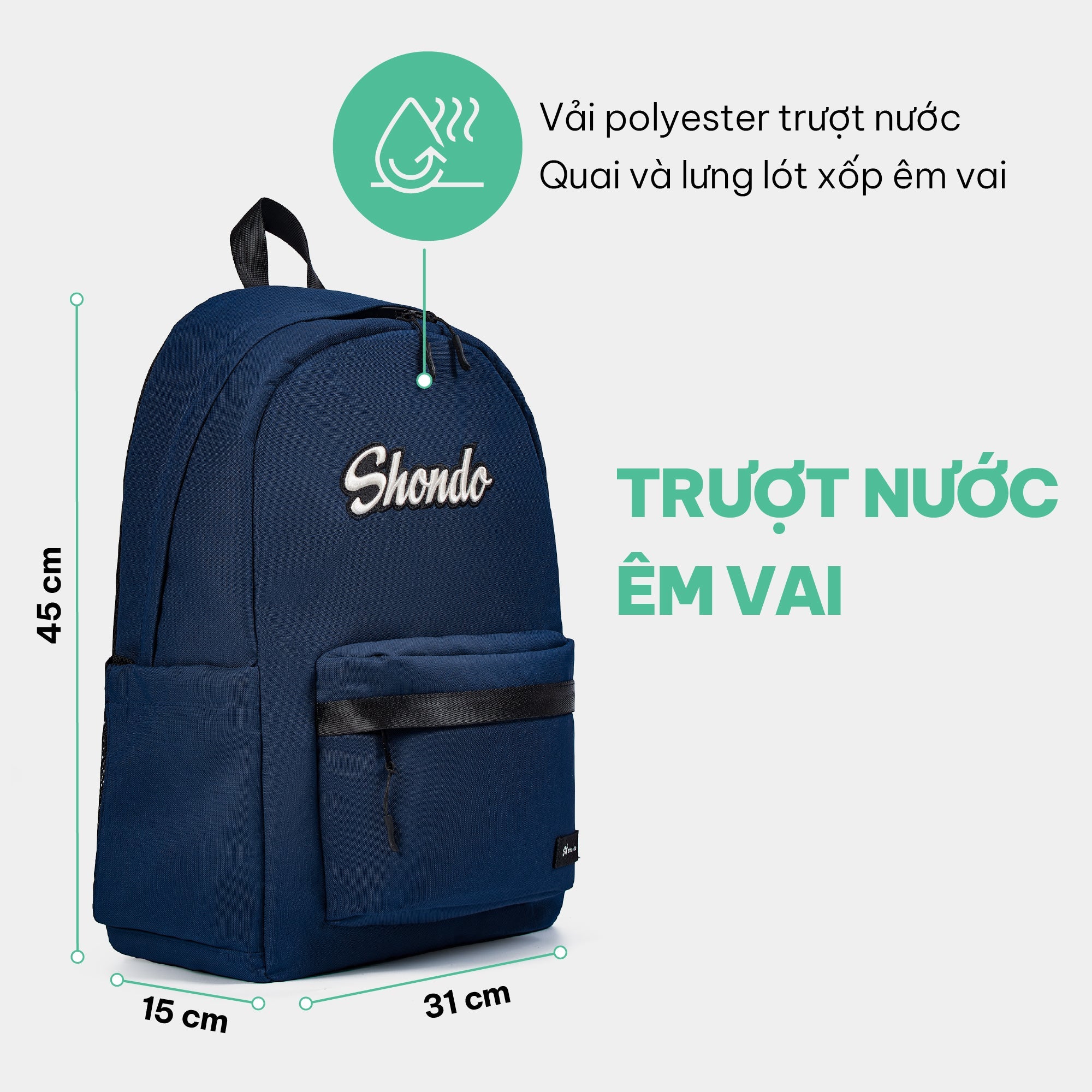 Balo thêu logo Shondo xanh navy