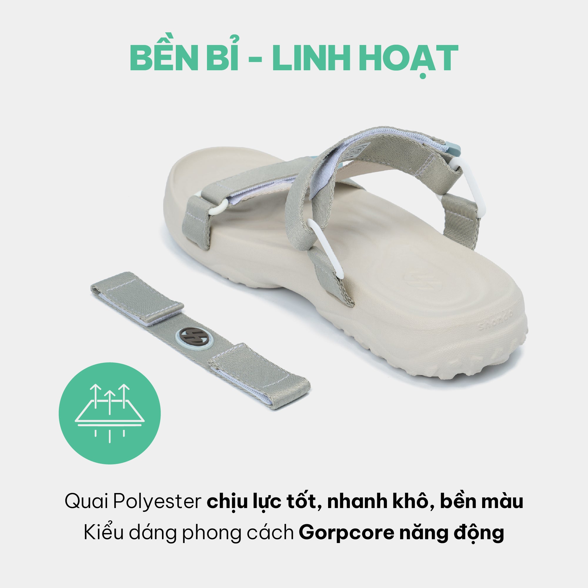 Sandal F11 quai chéo unisex xám rêu