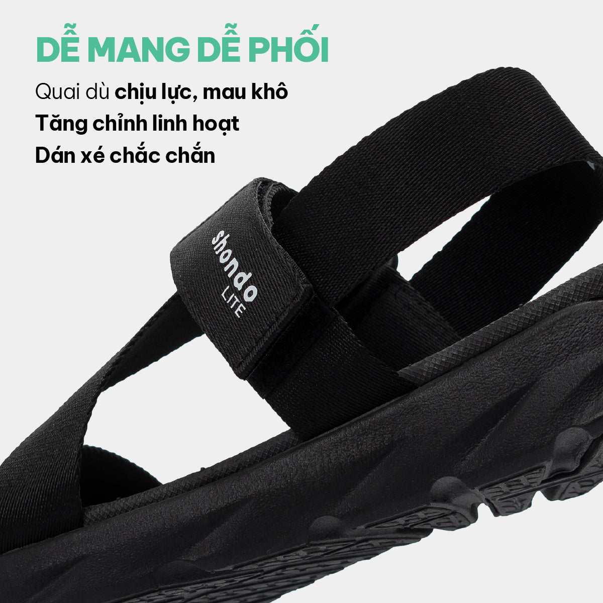 Sandal học sinh F6S Shondo Lite full đen