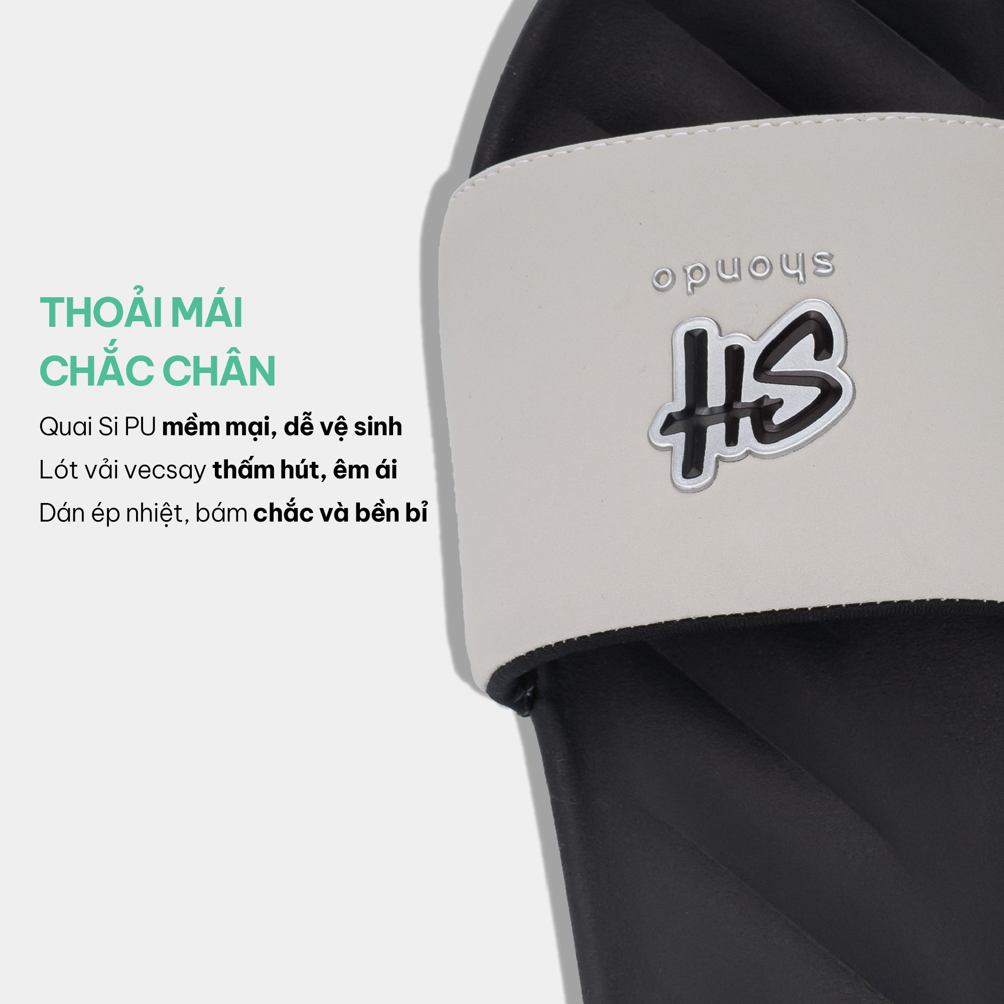 Dép Trendy 2 logo SH TPU đen xám