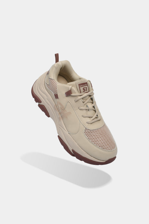 Chunky beige brown men's and women's sneakers
