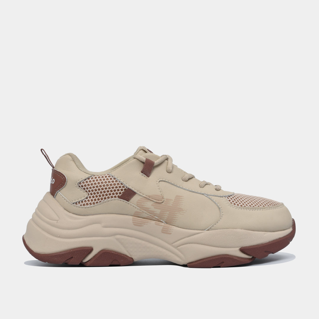 Chunky beige brown men's and women's sneakers