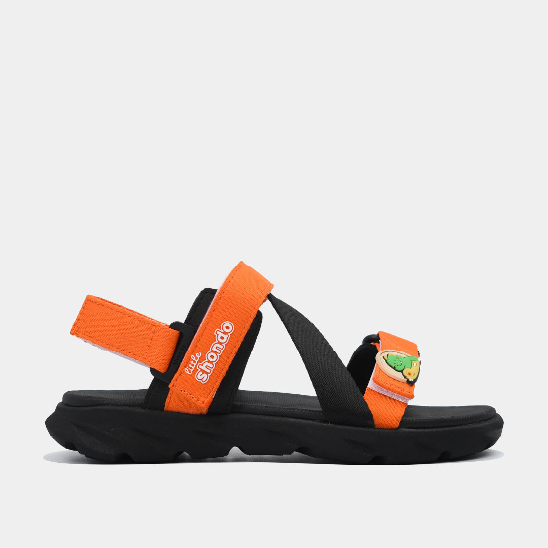 Sandal bé trai Little 6 khủng long đen cam