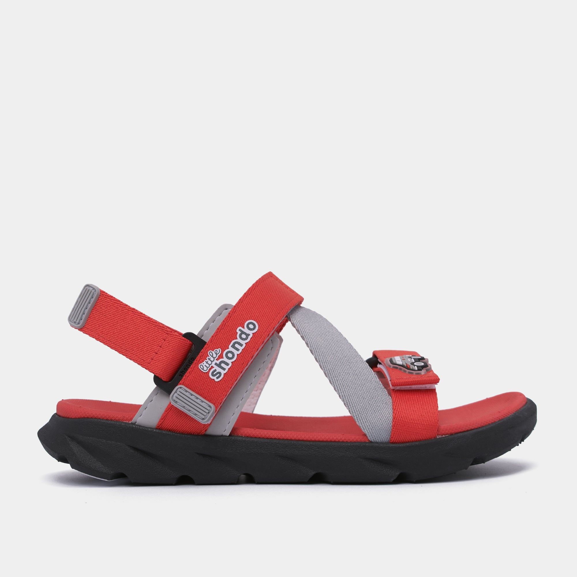 Sandal trẻ em Little 6 quai chéo đỏ xám