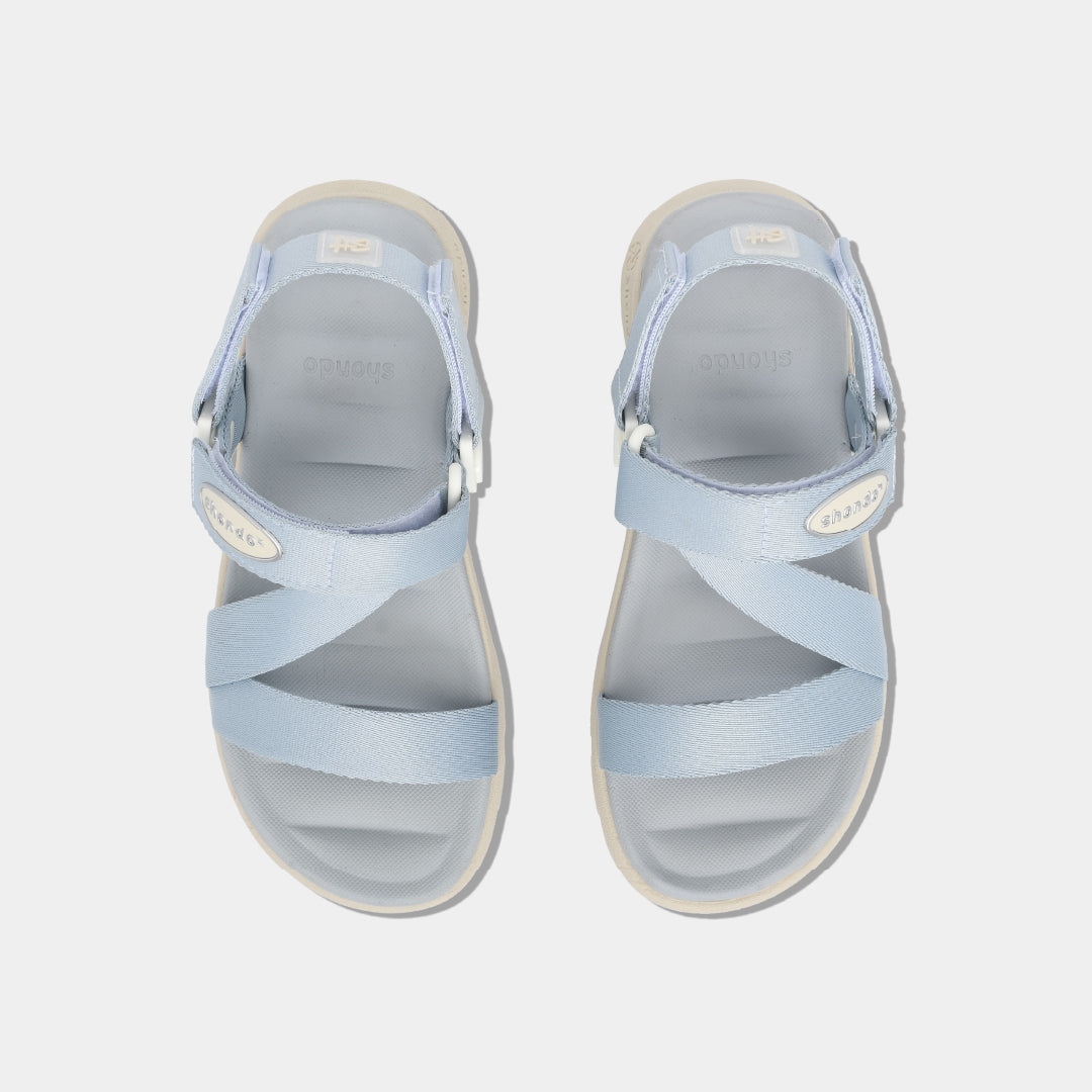 F6S blue swivel strap sandals