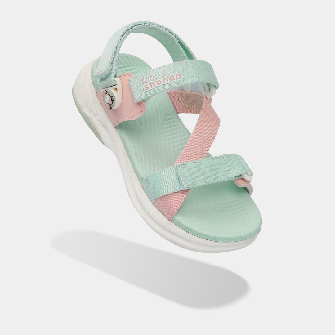 Sandal trẻ em Little 8 quai xoay xanh