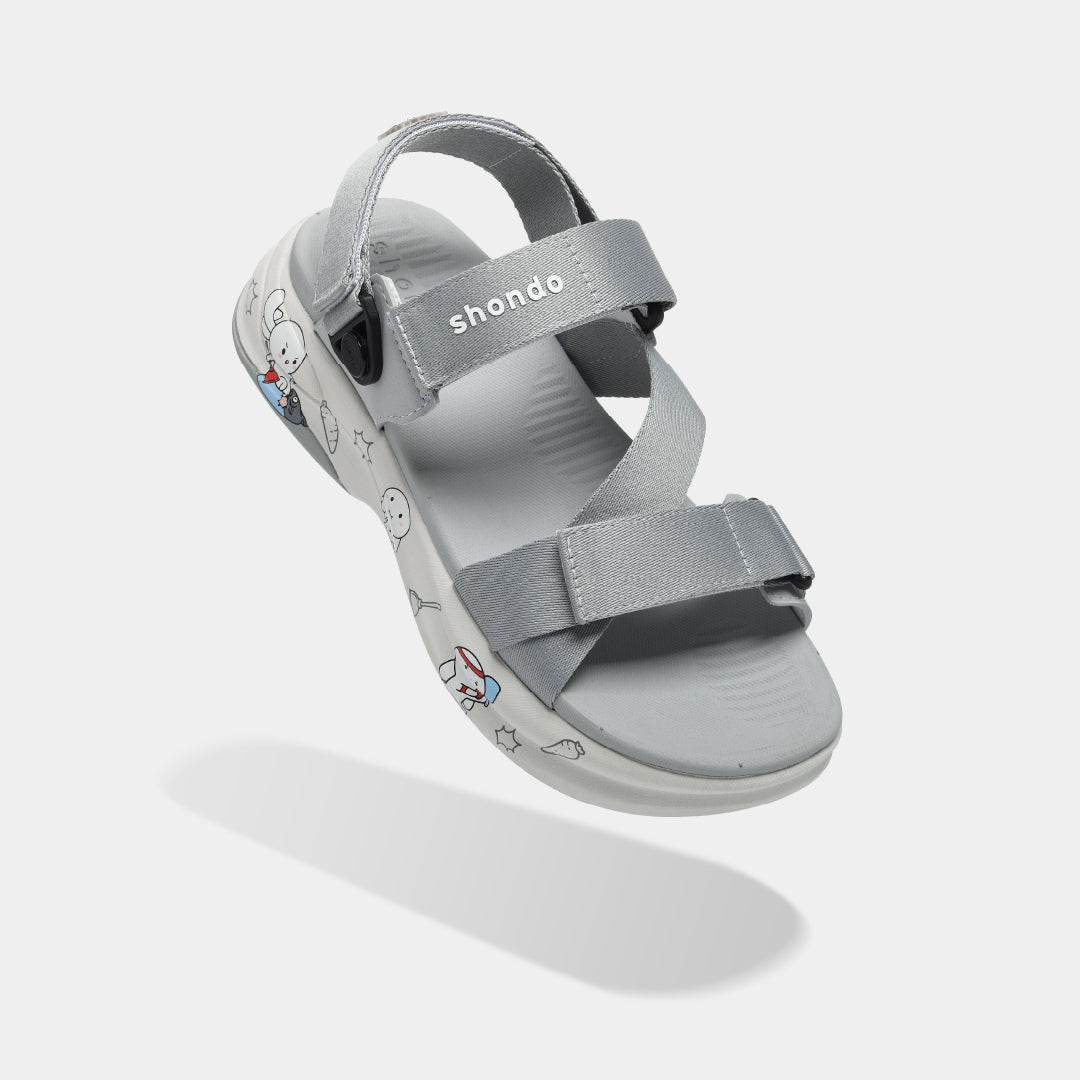 Sandal F8B T7M nam nữ khóa xoay xám