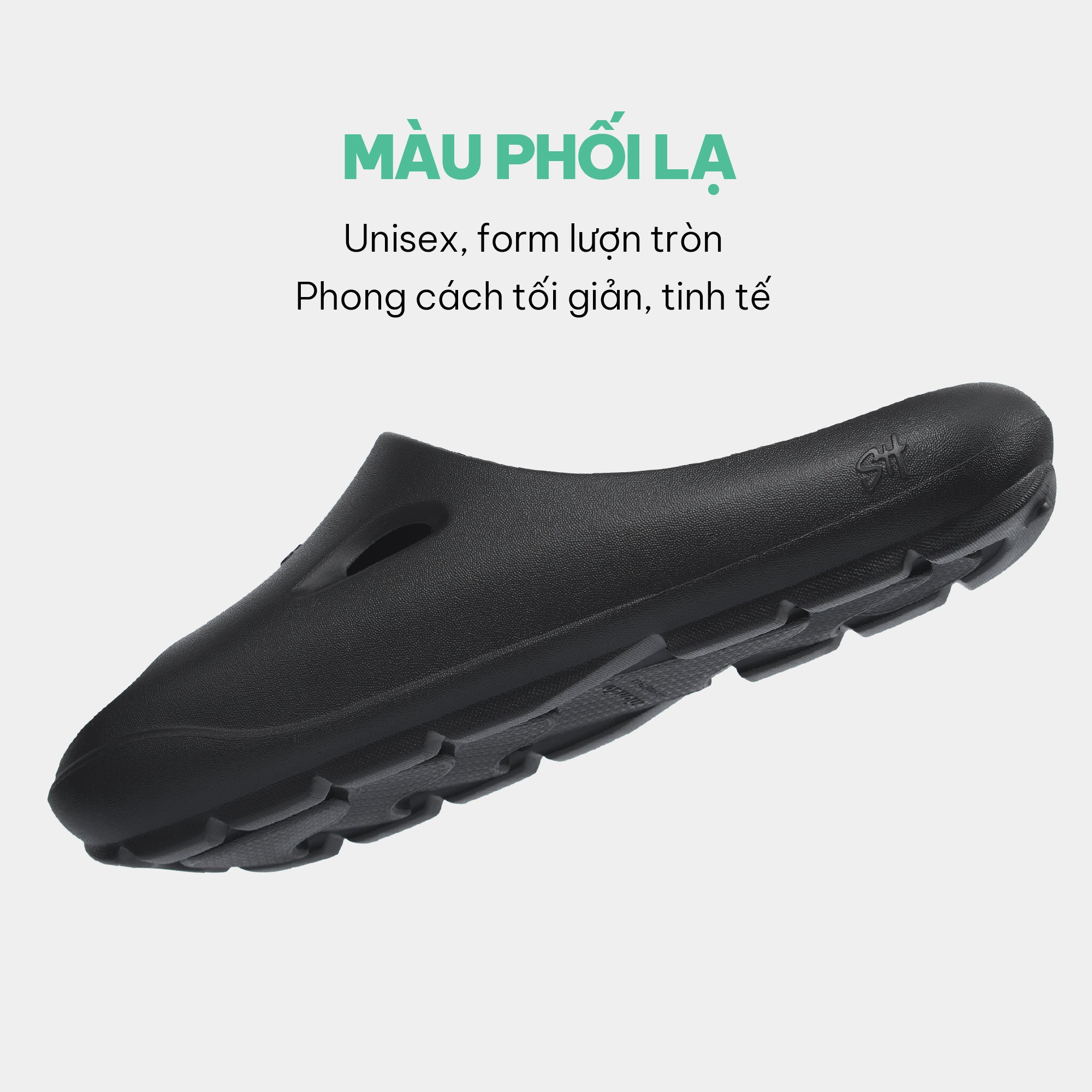 Dép bánh mì nhựa đúc Trendy 6 nam nữ đen