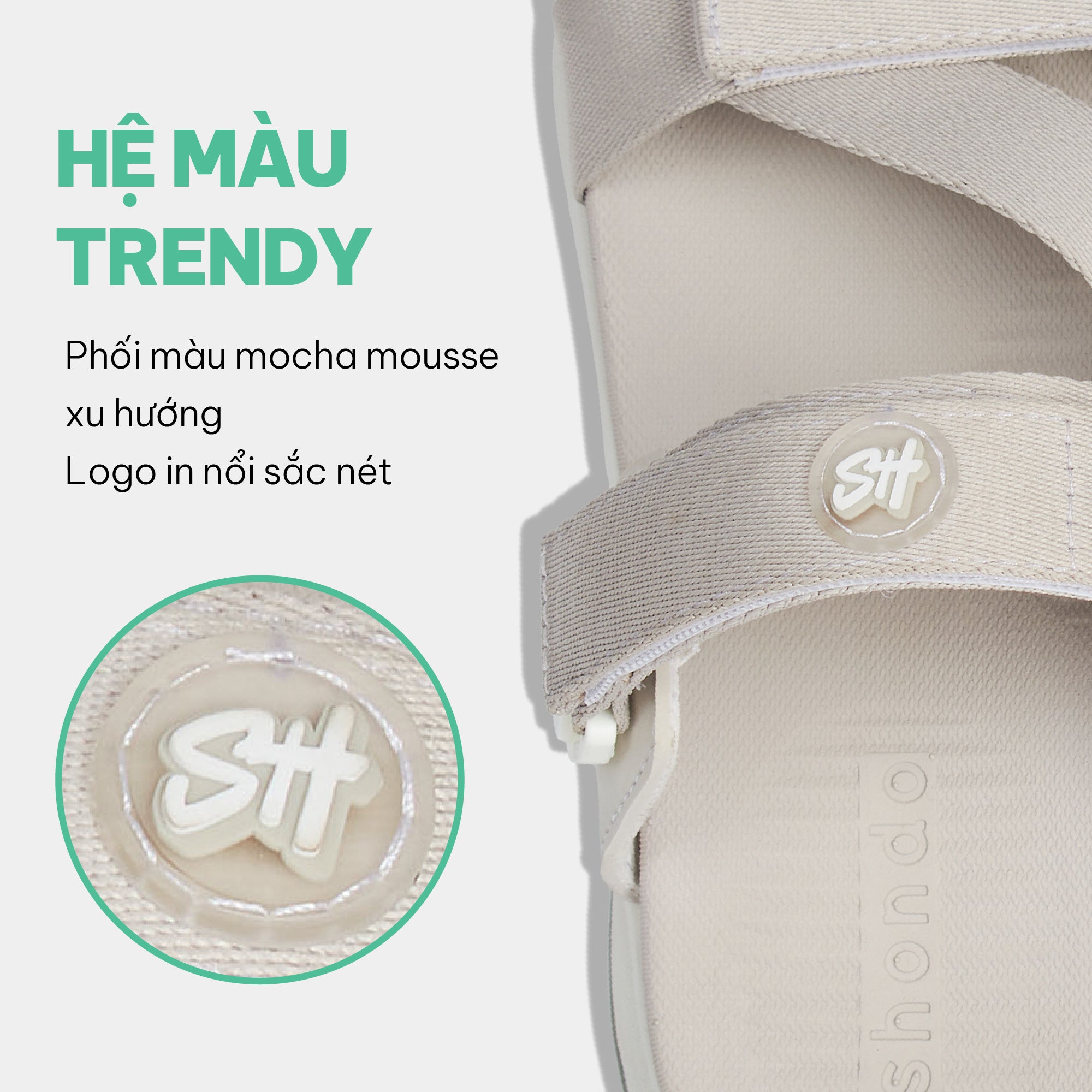 Sandal nam nữ F8B quai xoay nâu xám