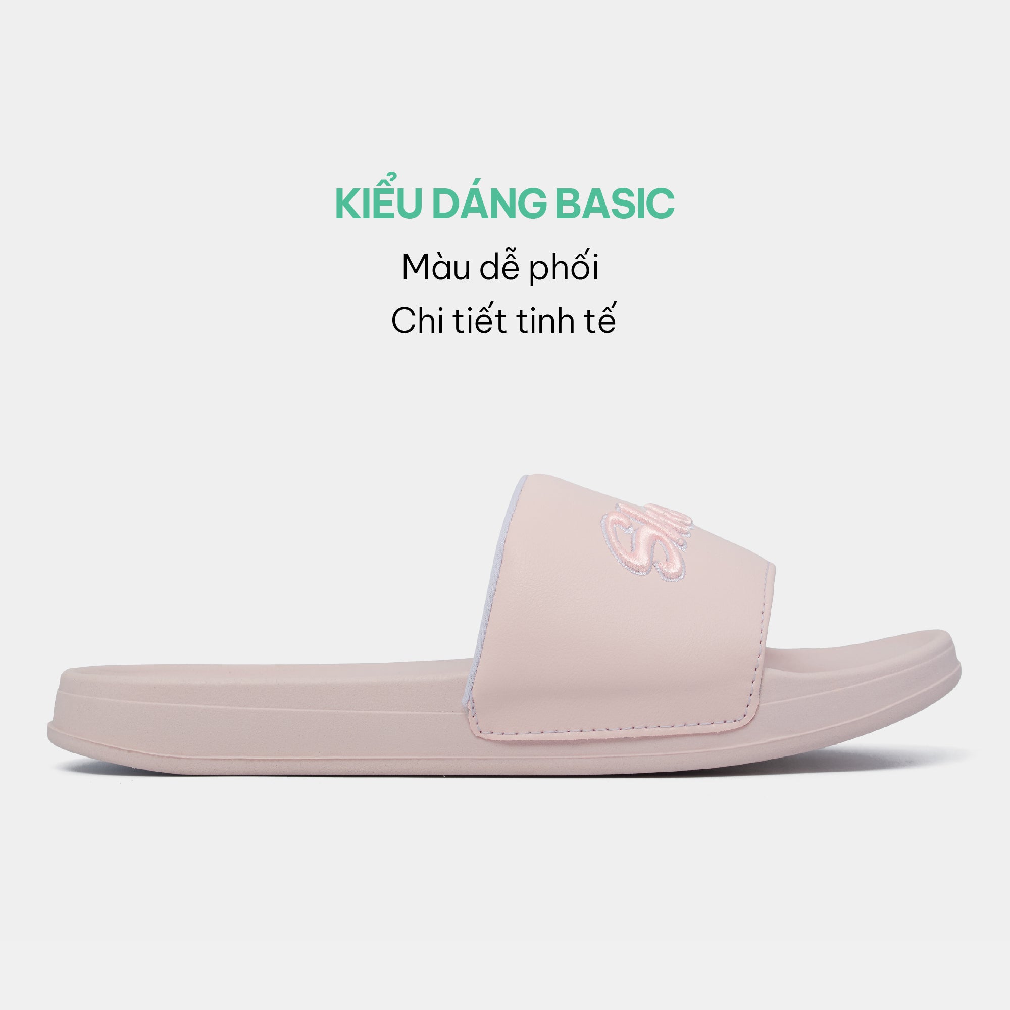 Dép quai ngang Trendy 2 thêu logo Shondo hồng