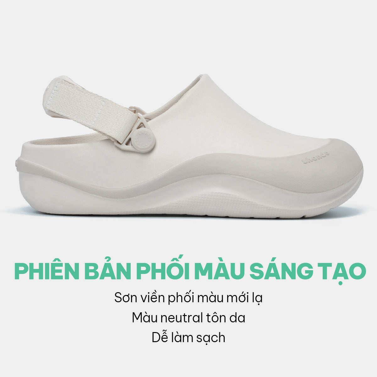 Giày Clog Suke Viền Đế Unisex Trắng Kem