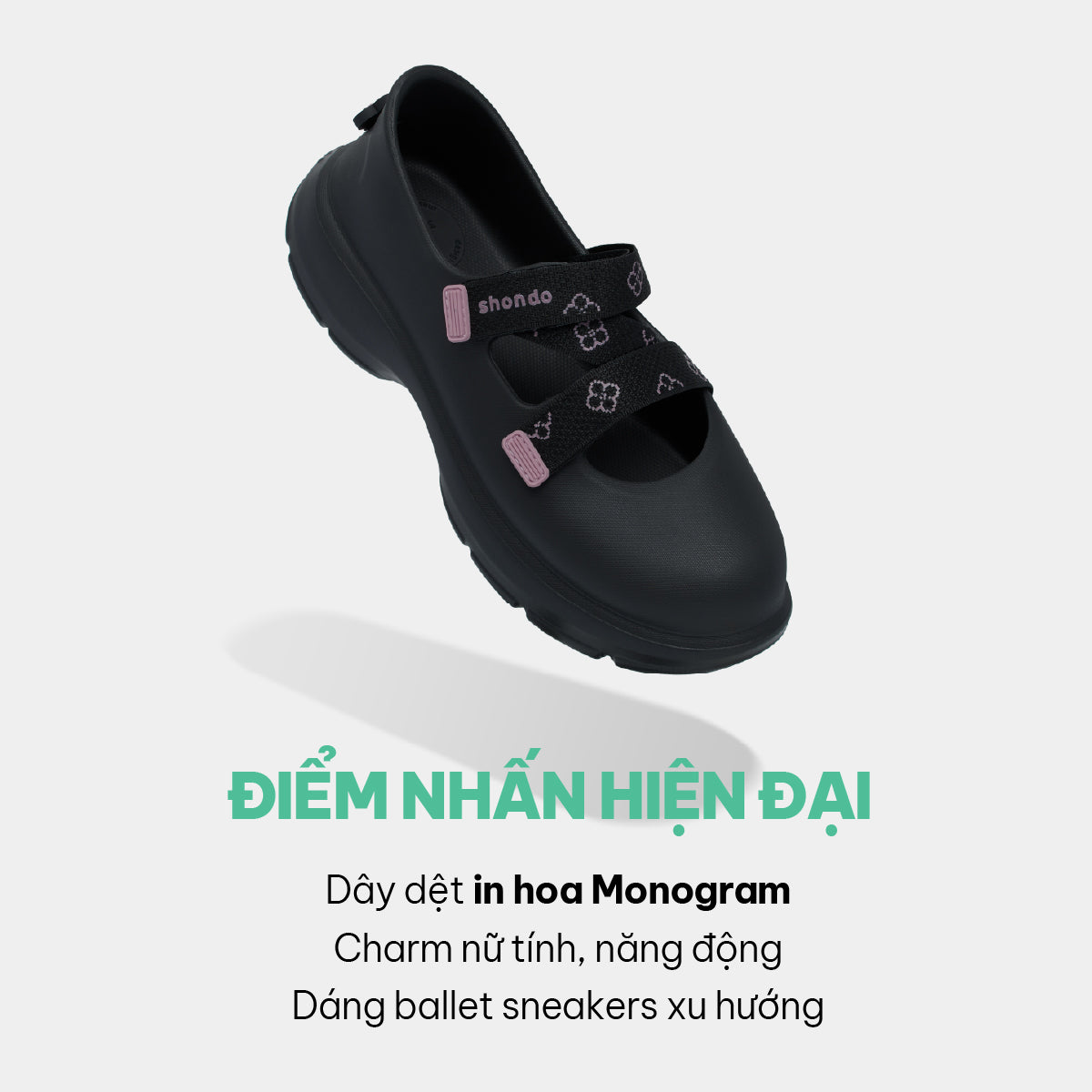 Giày Sneaker ballet Dreamie Limax hoa nữ đen