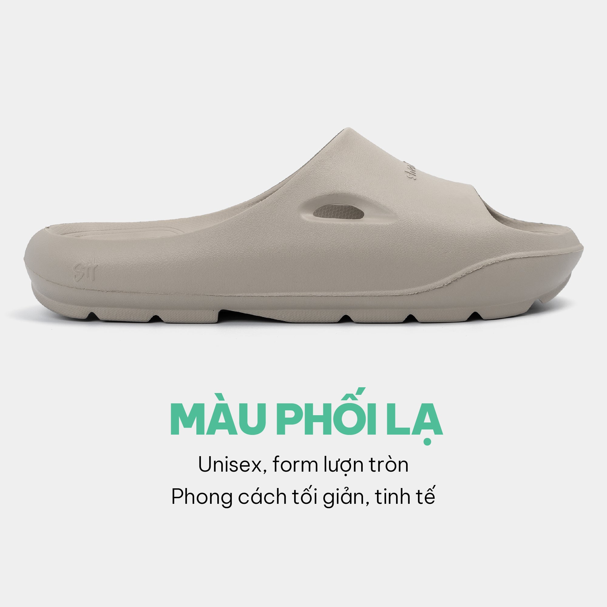 Dép bánh mì nhựa đúc Trendy 6 unisex nâu nhạt