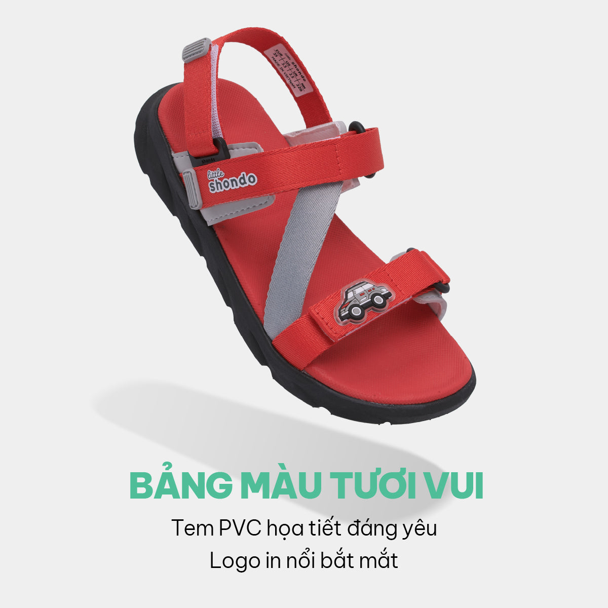 Sandal trẻ em Little 6 quai chéo đỏ xám