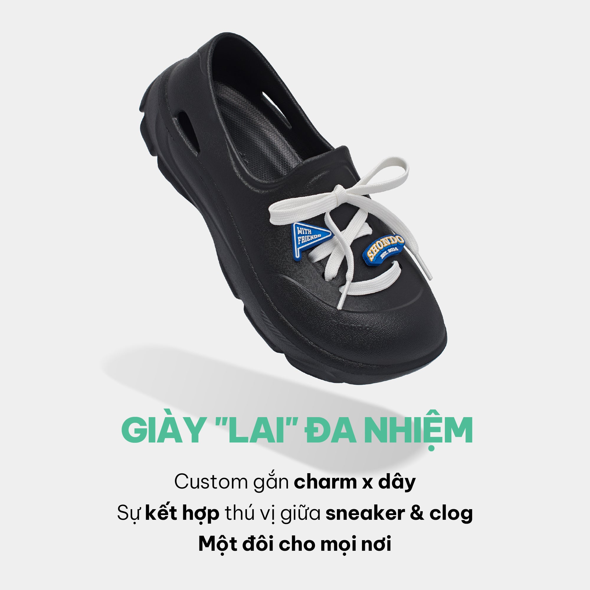 Giày Sneaker Shondo EZI Limax Unisex Màu Đen