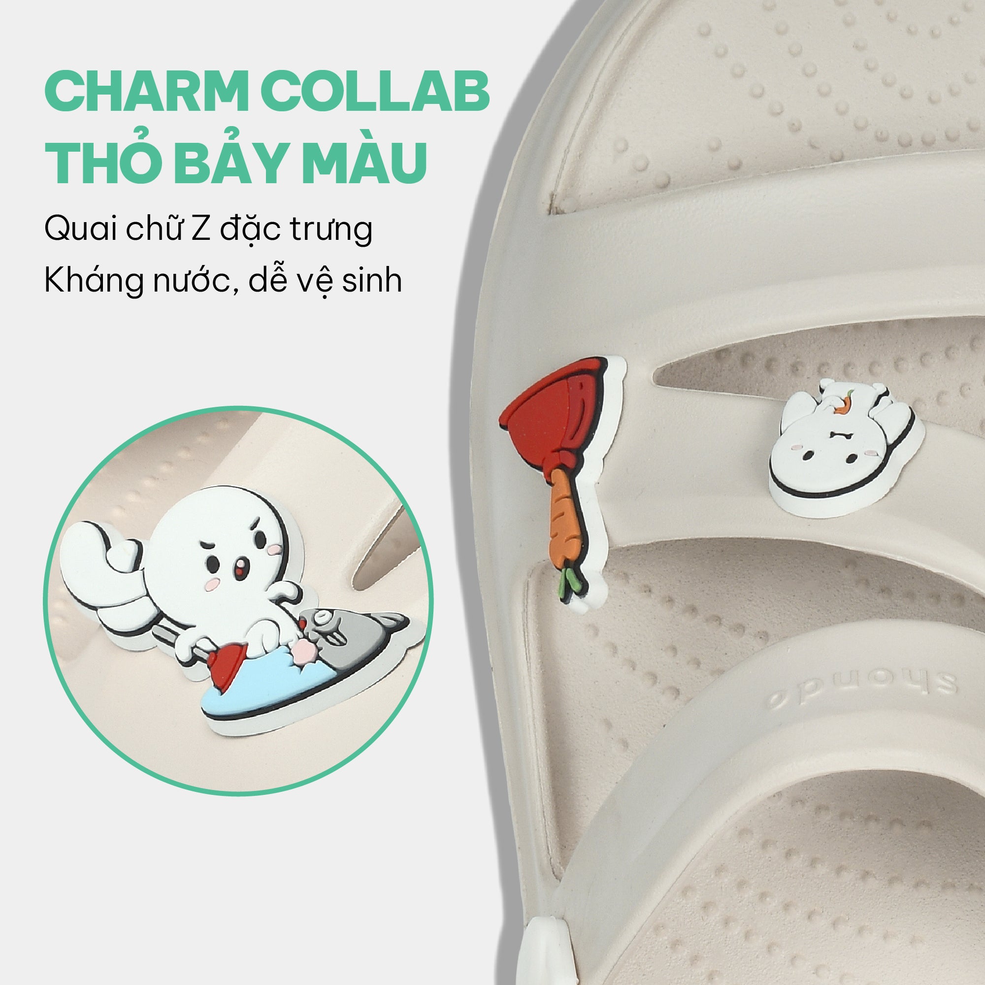 Sandal FX T7M nam nữ nhựa đúc trắng kem