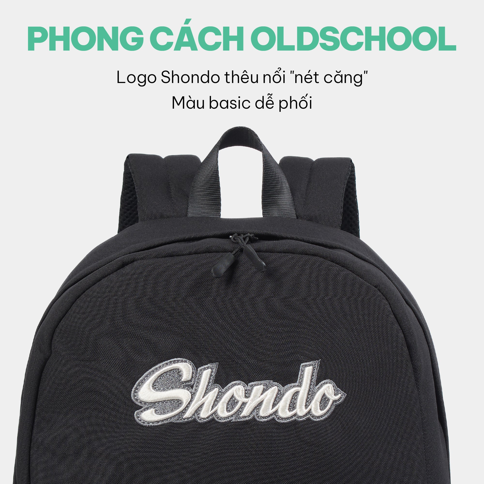 Balo thêu logo Shondo đen