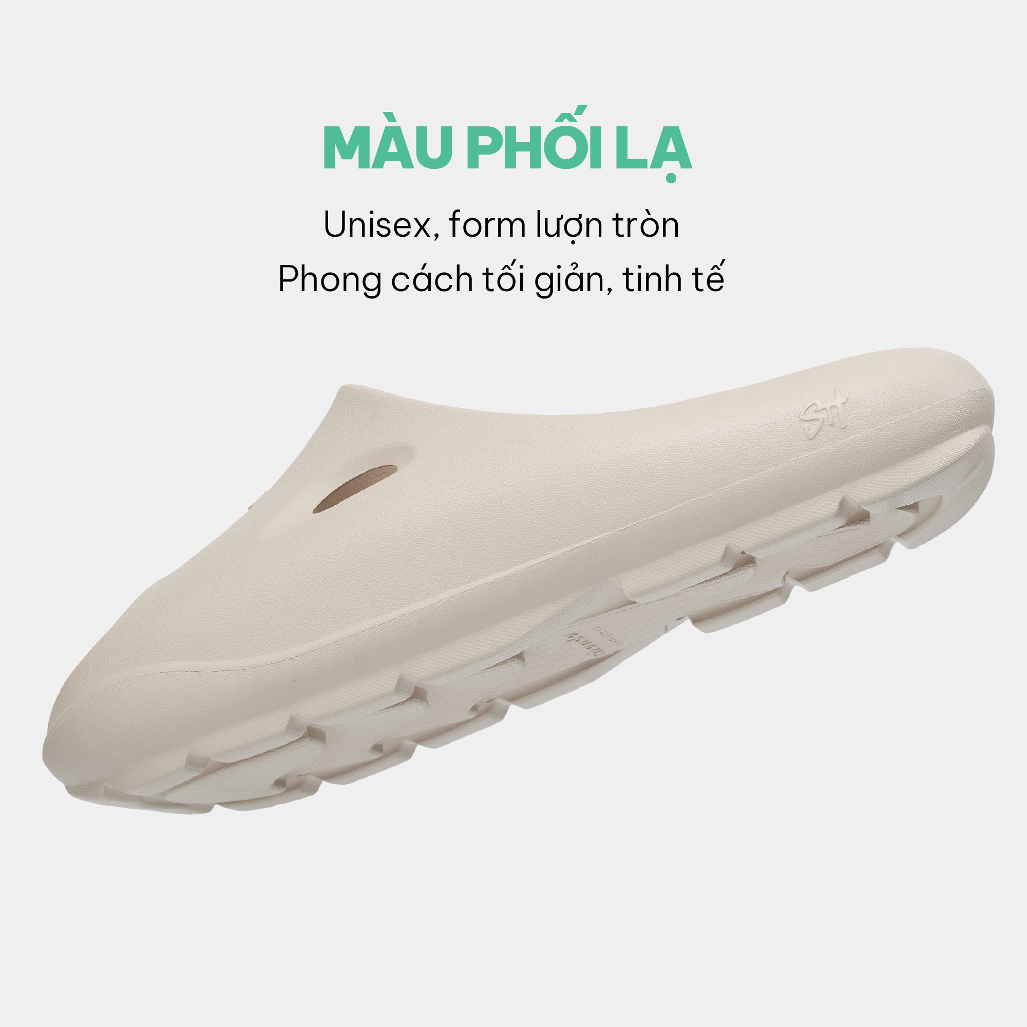 Dép bánh mì nhựa đúc Trendy 6 nam nữ be