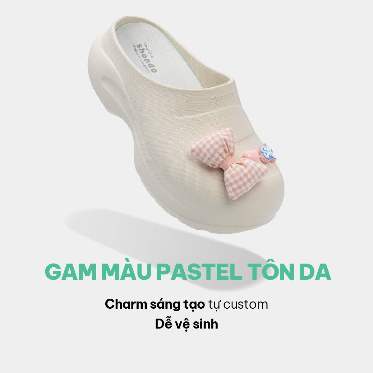 Clog MULE CHIC Limax đế cao nữ trắng kem