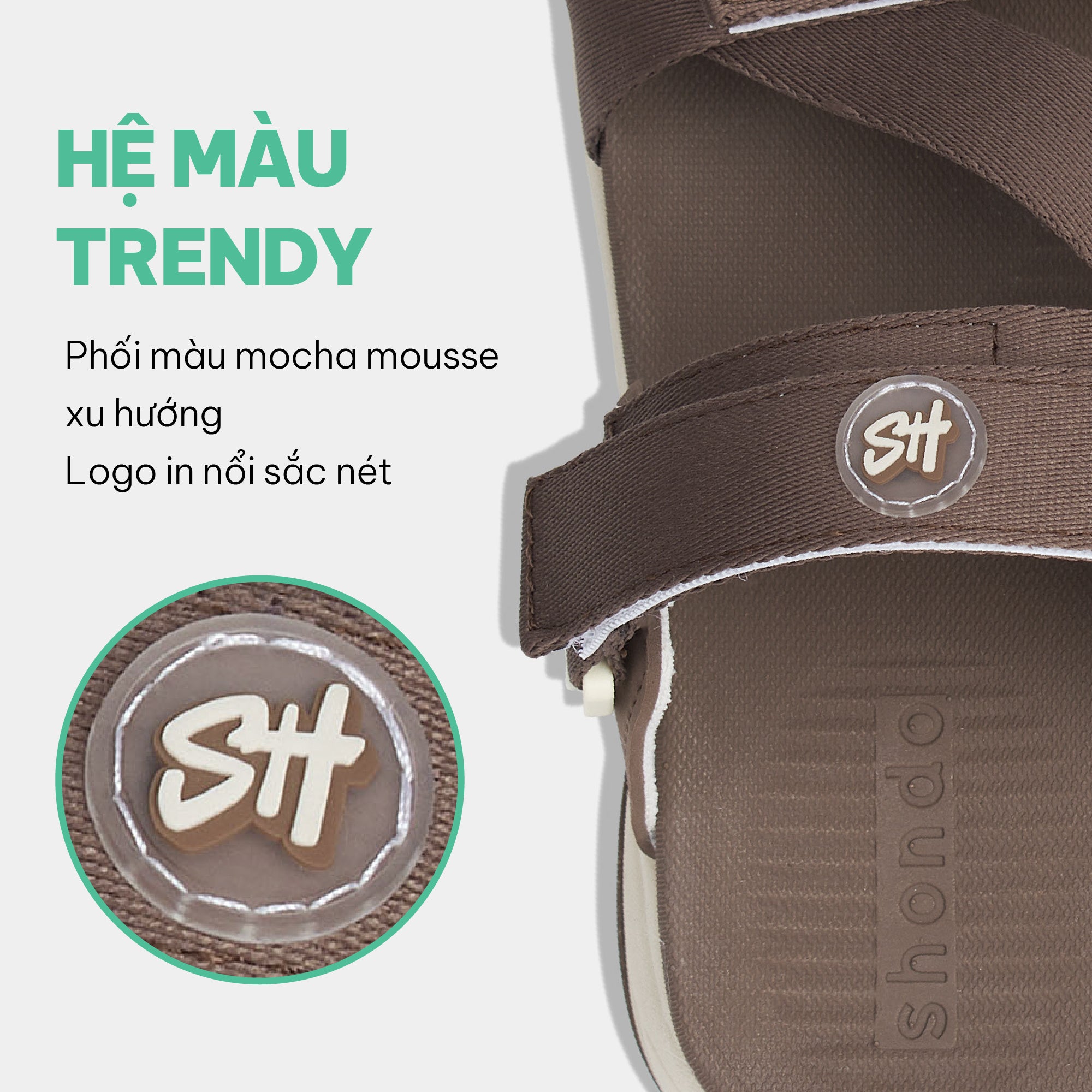 Sandal nam nữ F8B quai xoay nâu đậm