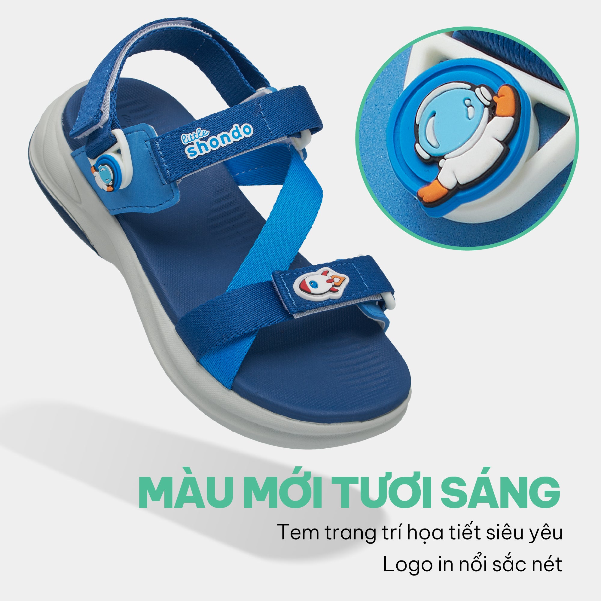 Sandal trẻ em Little 8 quai hậu xoay xanh