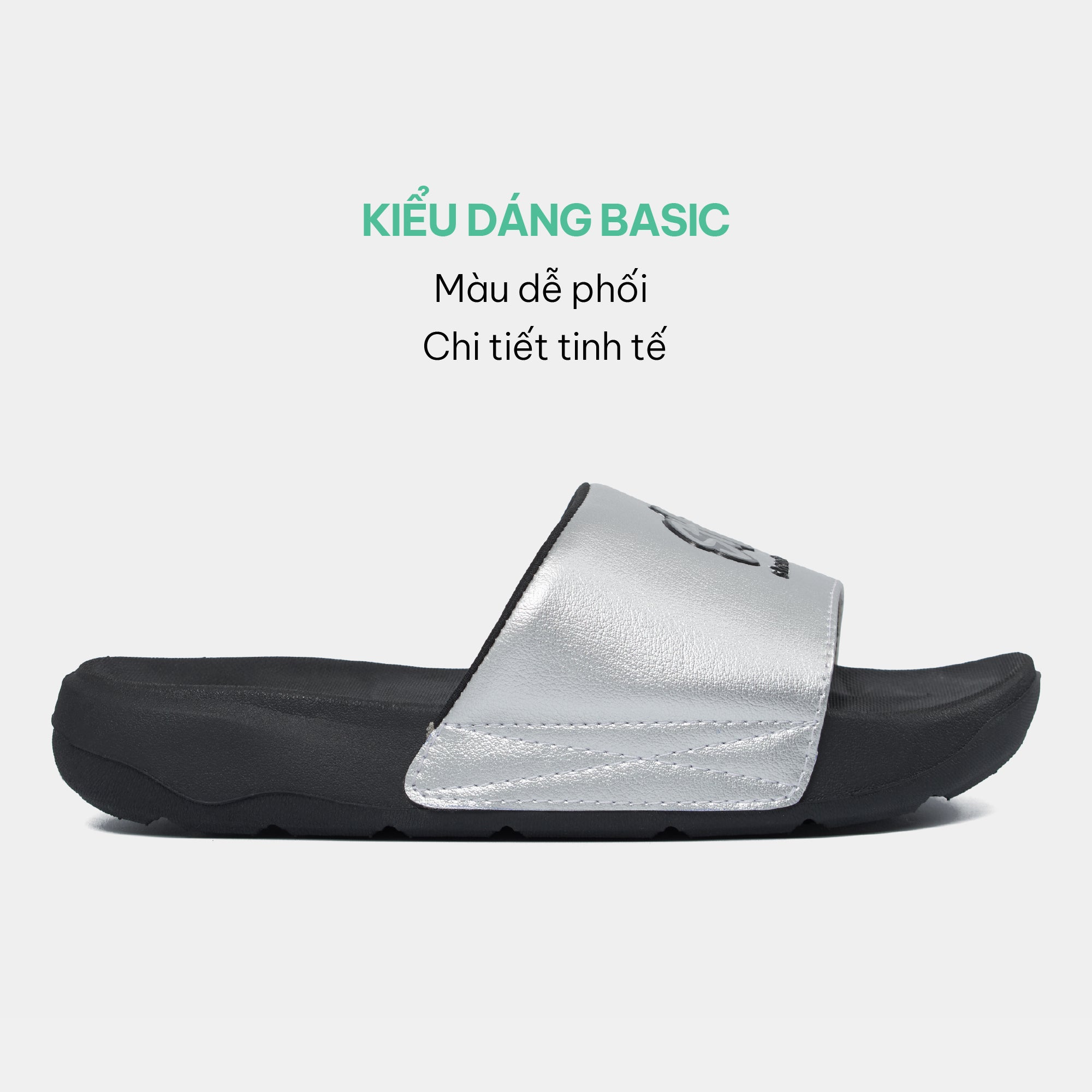Dép Trendy 7 logo SH TPU đen metallic