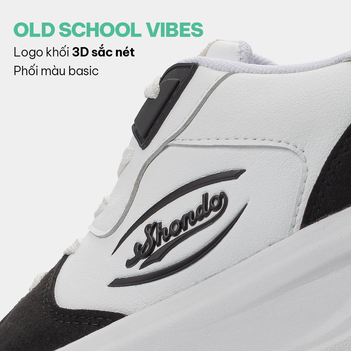 Giày sneaker Class 2 logo Shondo nam nữ trắng đen